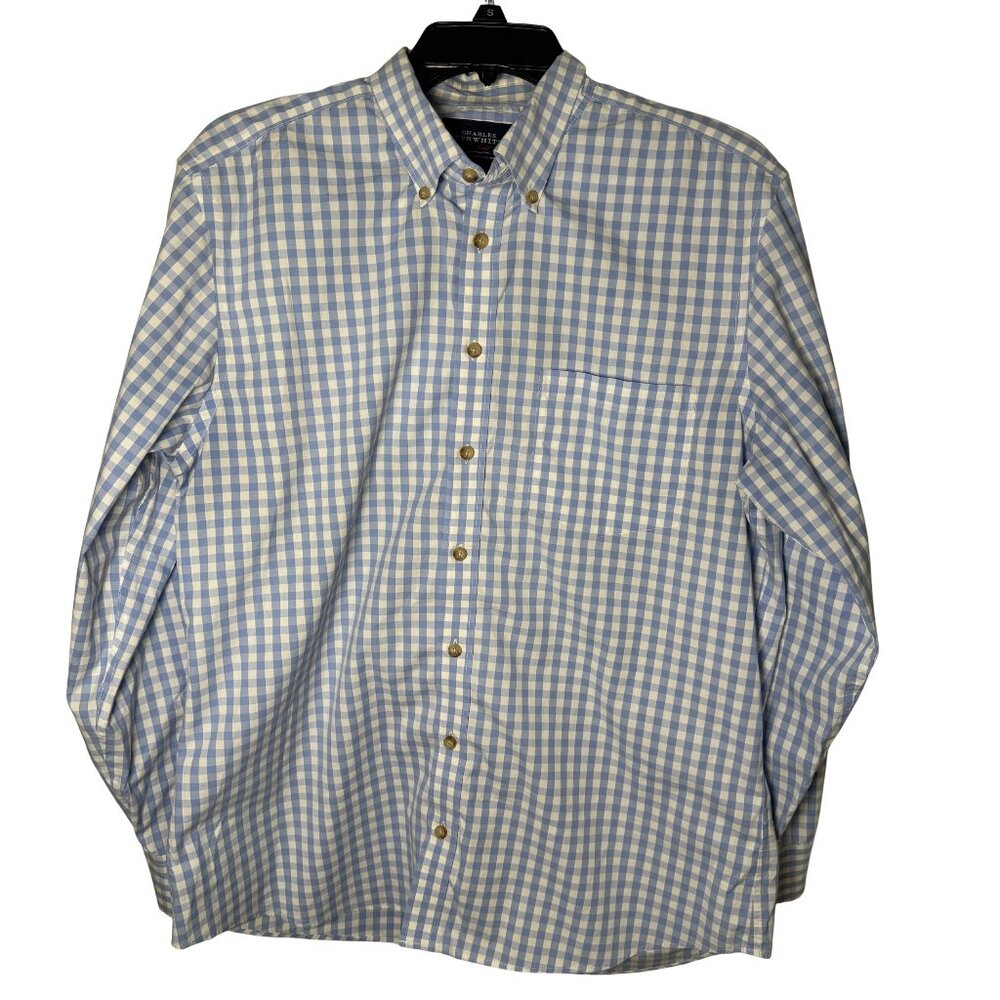 Charles Tyrwhitt Non-Iron Slim Fit Gingham Shirt Men’s L Blue Large